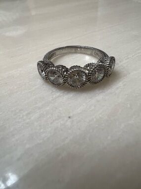 Judith Ripka 5-Stone CZ Cable Sterling Silver Ring Size 8